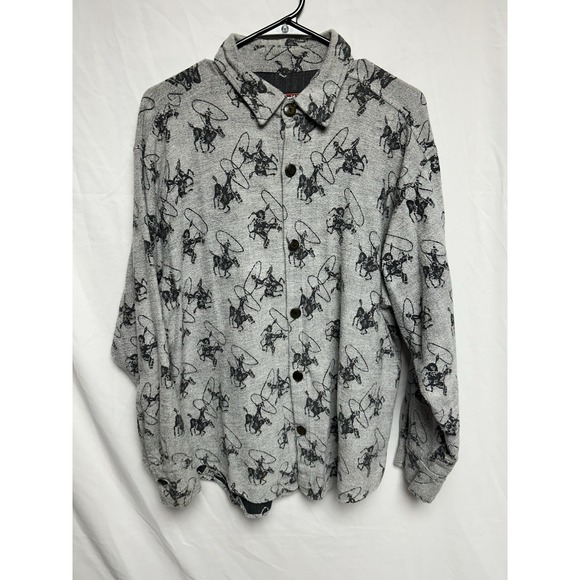 True Grit Other - Vintage True Grit Gray Western Flannel Shirt Rodeo Cowboy All Over Print USA Lrg